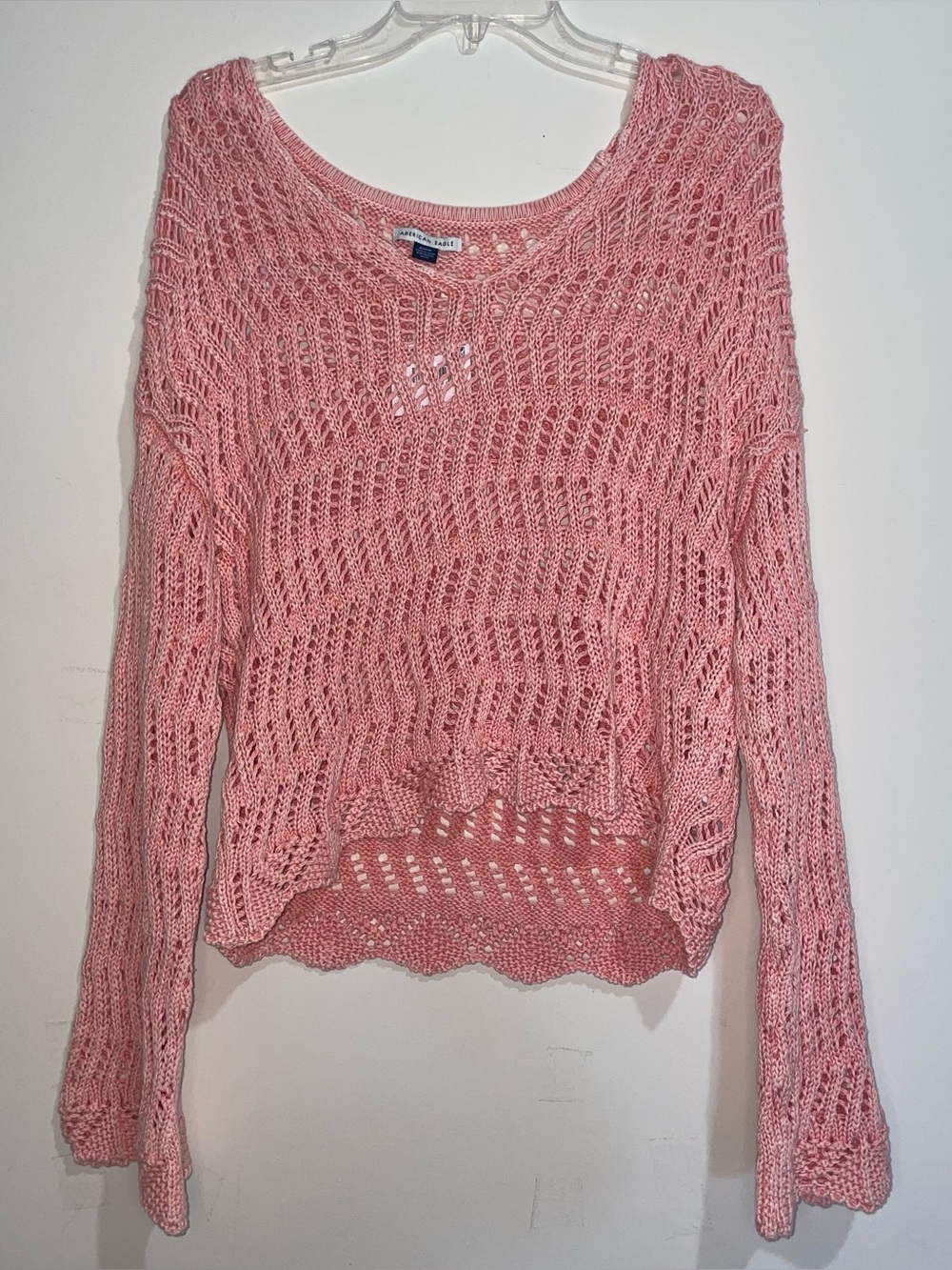 American Eagle Coral Knit Cotton Blend Flare Sleeve Pullover M Top NWT
